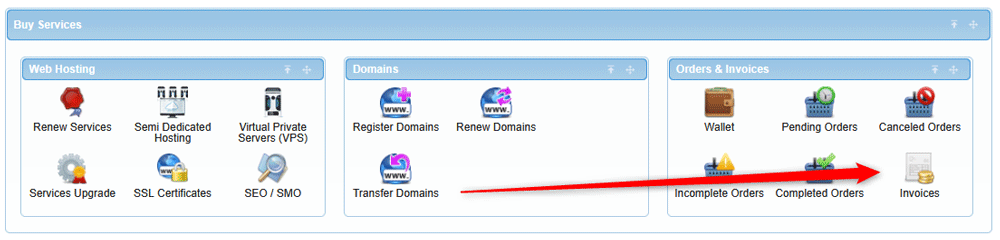 Head to the Invoices icon within the Payment & Orders category