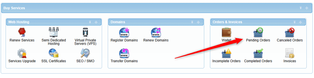 Pending Orders in AwardSpace 