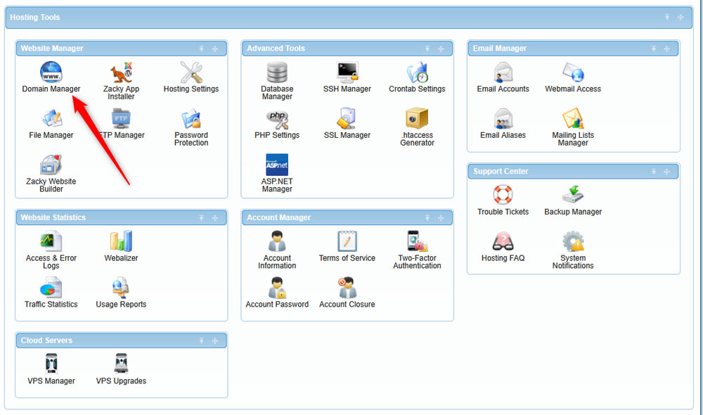 Head to Domain Manager to open your domain's PHP settings