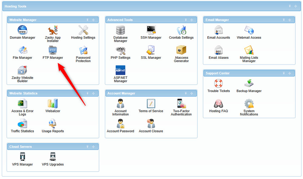 To access the FTP FAQ section, head to the FTP Manager page