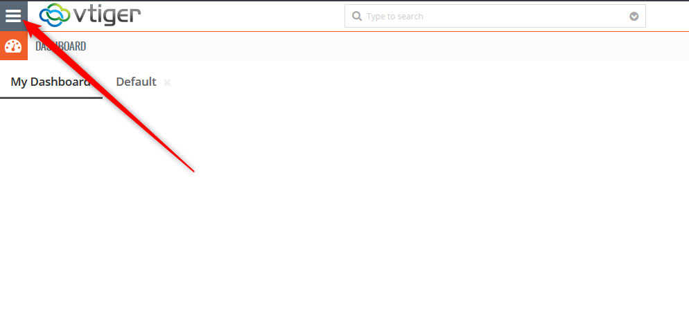 Open the main menu in Vtiger to find the tags management page