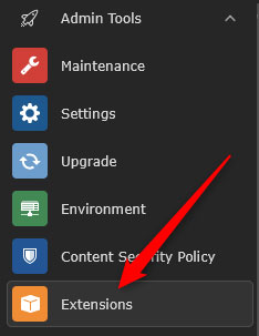 Access the Extensions menu in TYPO3