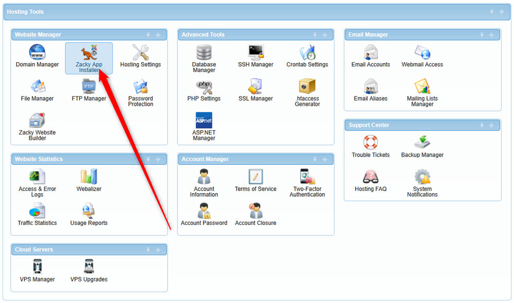 Install Zenphoto via the AwardSpace admin panel