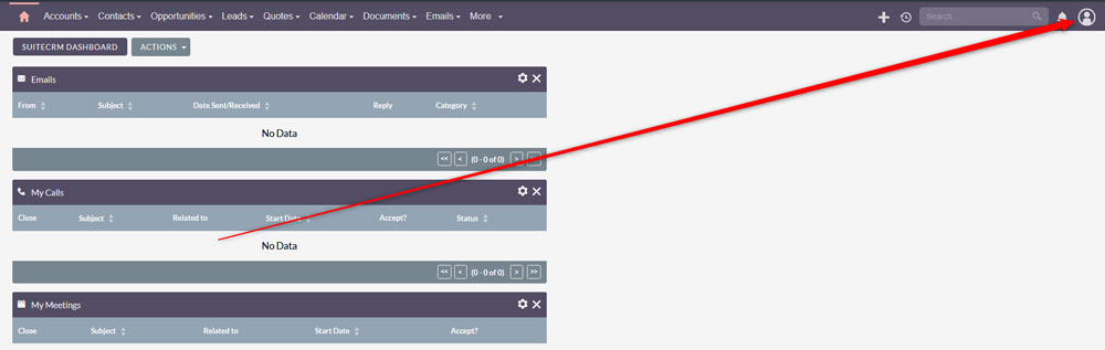 Access Admin Settings in SuiteCRM