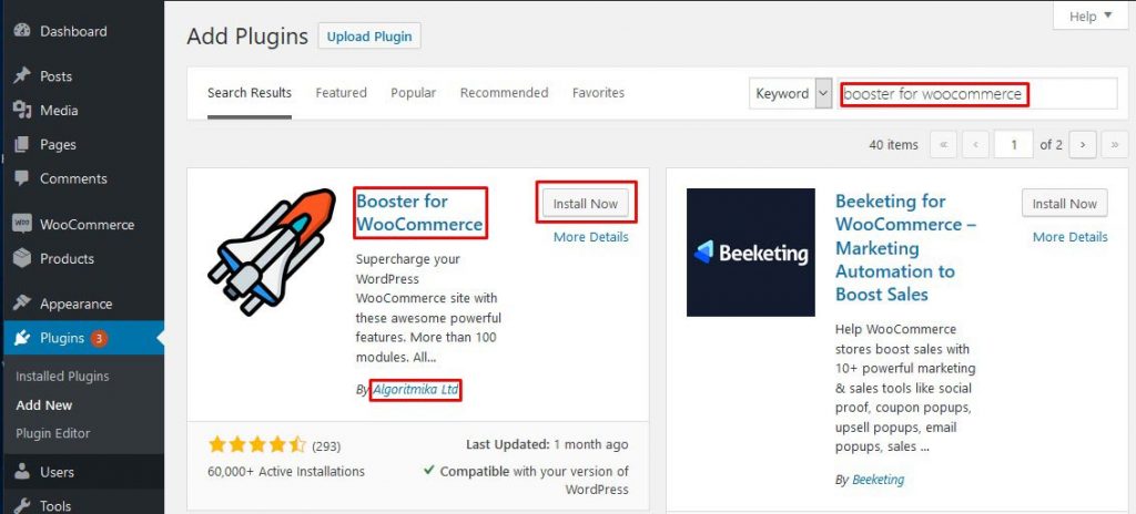 install booster for woocommerce