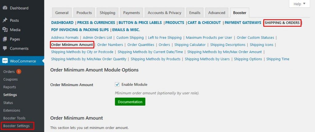 woocommerce booster settings