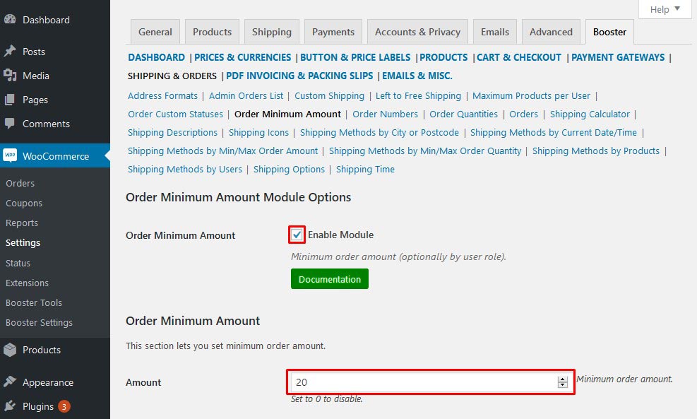 woocommerce booster settings