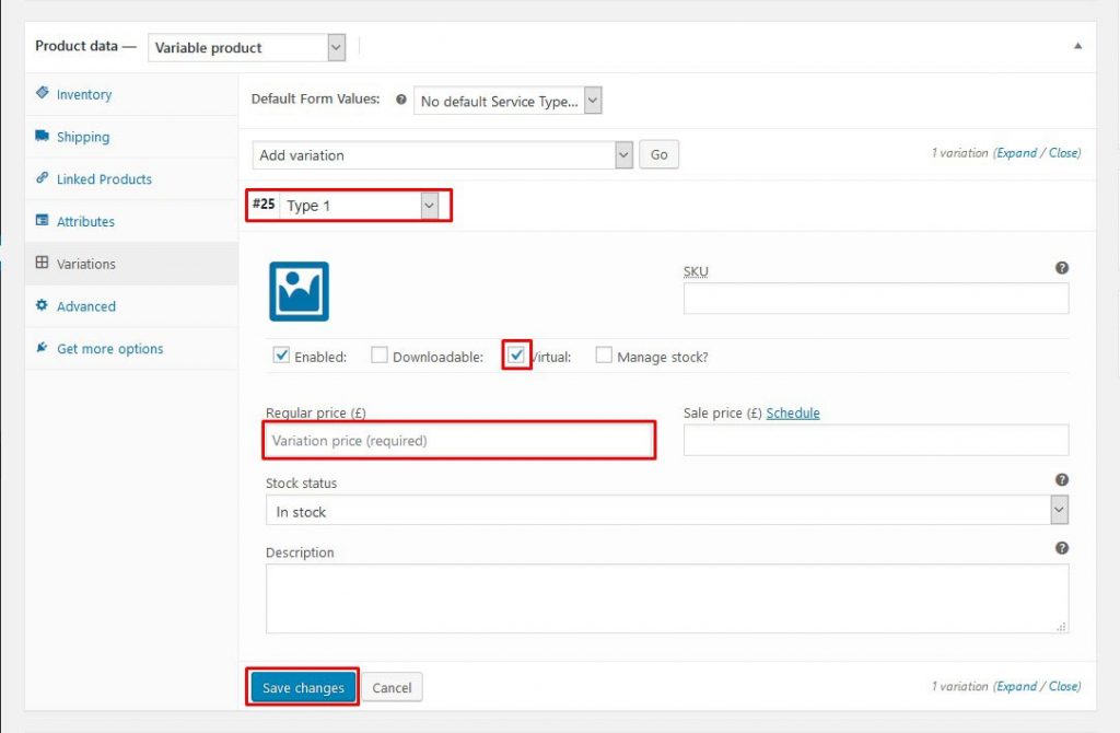 Specify Price for Product Variation