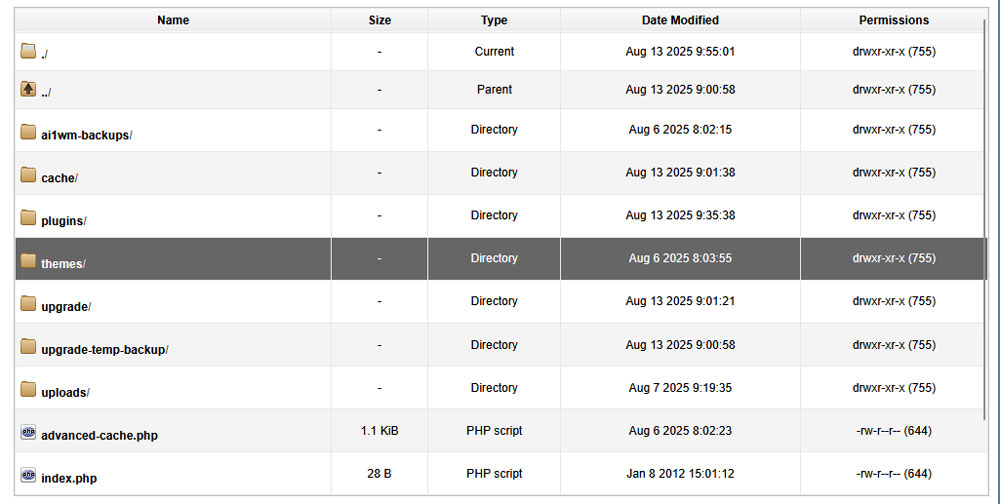 Access the themes directory within your WordPress root directory
