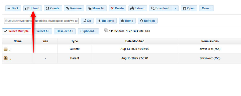 Upload a theme via the AwardSpace hosting panel