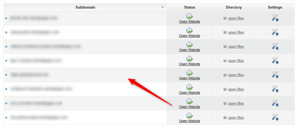 Head to the list of your hosted domain names via the Domain Manager icon
