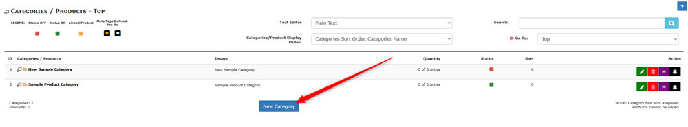 Add new Category Button