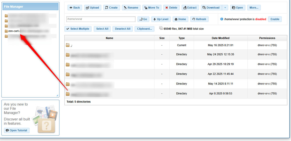 Access the Zen Cart root folder