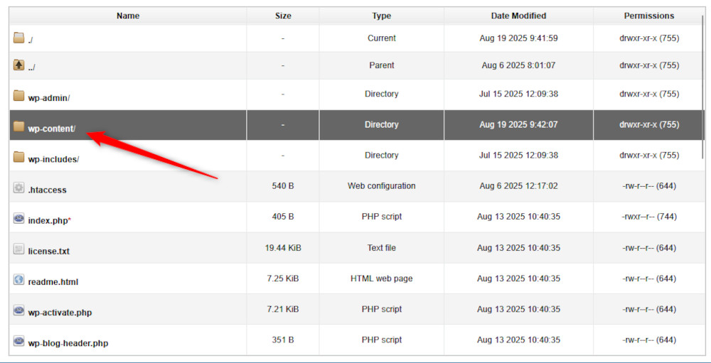 FInd the wp-content folder on your hositng panel 