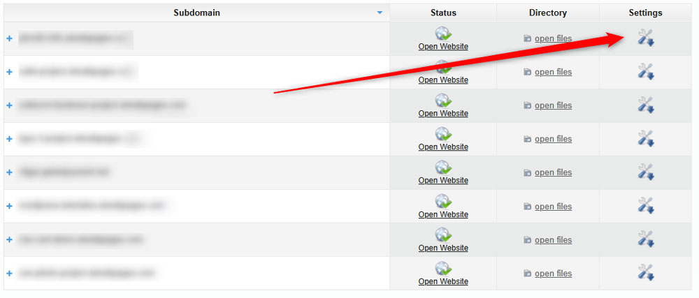 Click the settings icon, so a new menu with options appears
