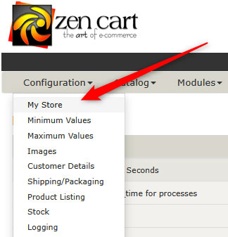 My Store Section in Zen Cart Admin Panel