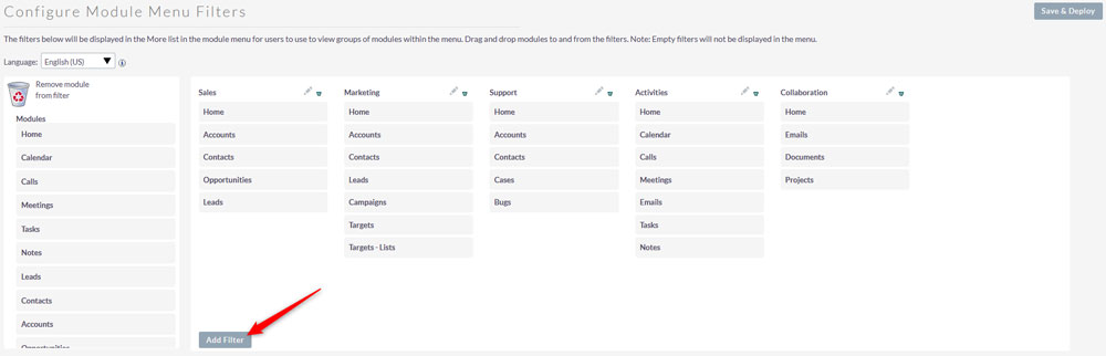 Create a new menu item in SuiteCRM