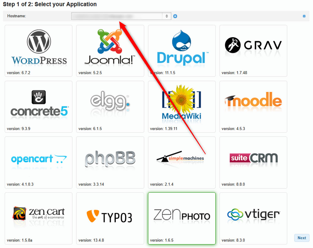 Select a domain name for your Zenphoto project
