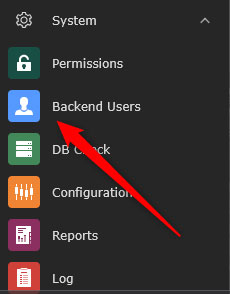 Access the Backend Users menu in TYPO3 