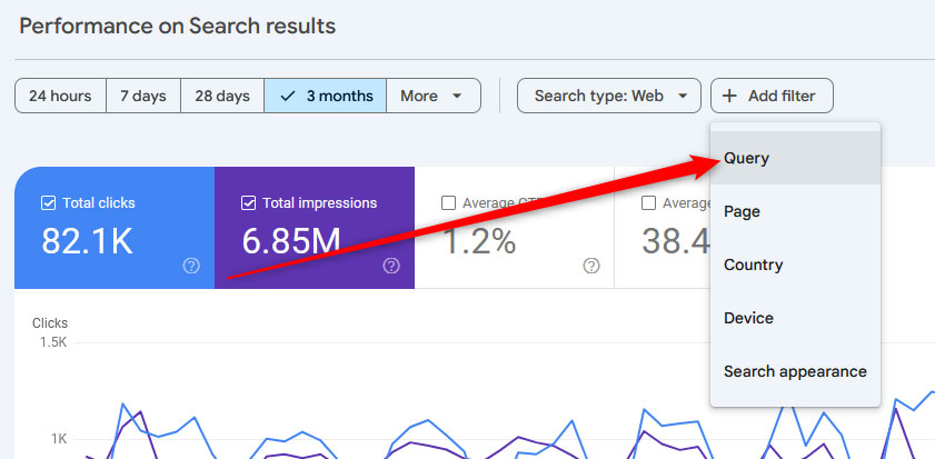 Open the GSC Queries Menu