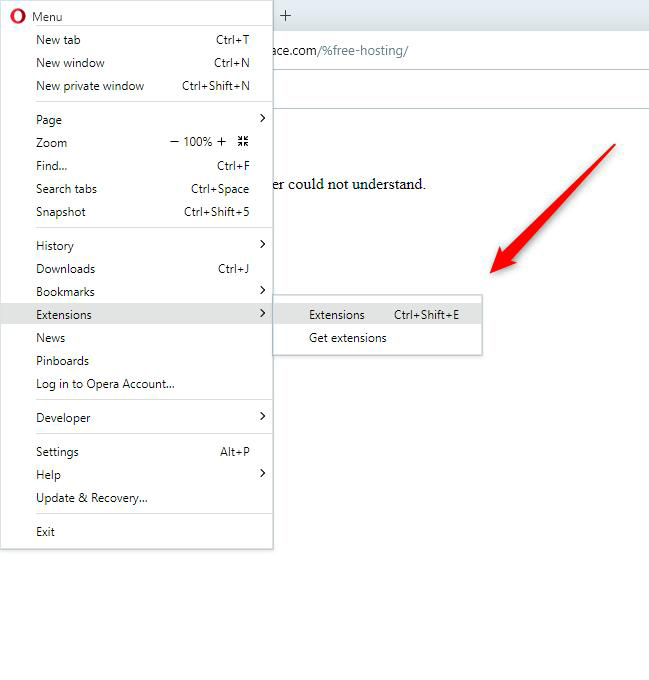 400 Error Code Opera Browser Extensions Menu