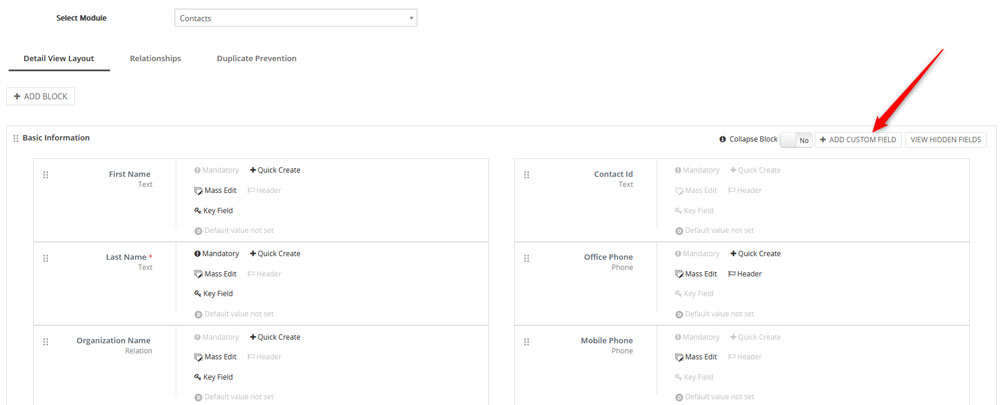 Add a Custom FIeld in Vtiger