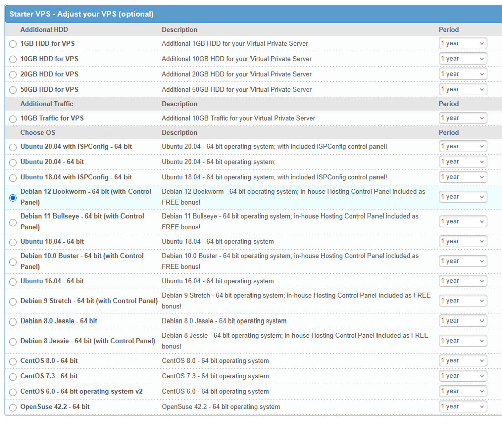 Customize your VPS hosting plan