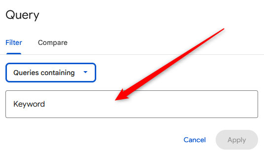 Add a search query in GSC to search for keyword cannibalization