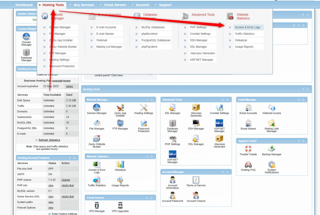 504 Error Request Timeout Hosting Panel Access and Error Logs