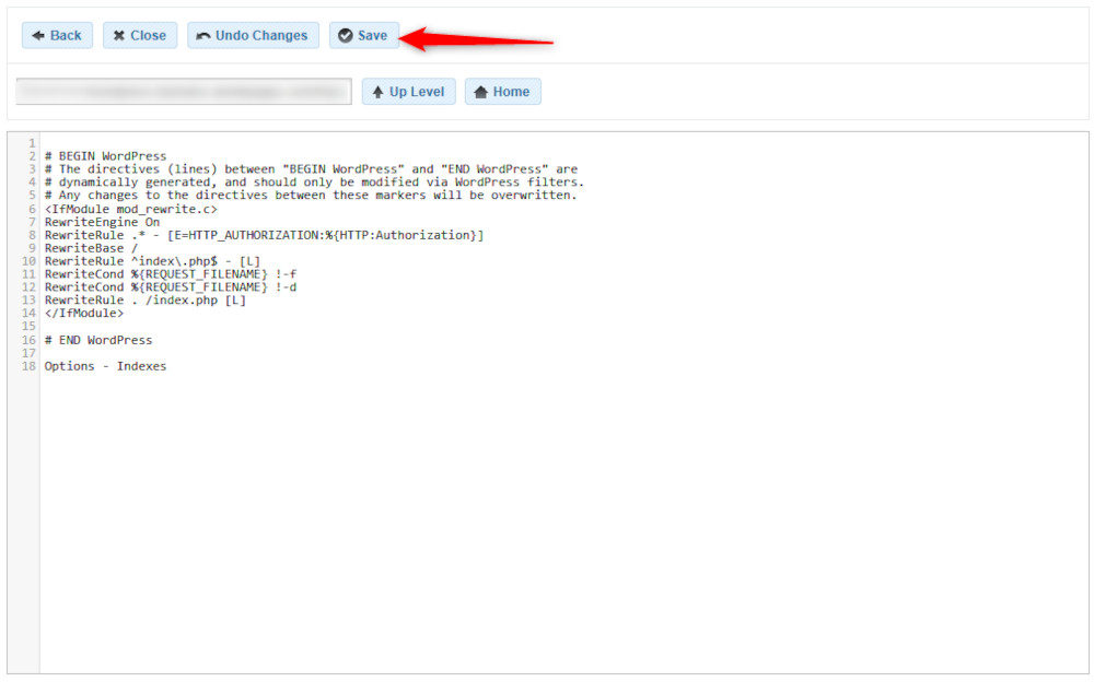 Save the changes, so AwardSpace applies them to your website
