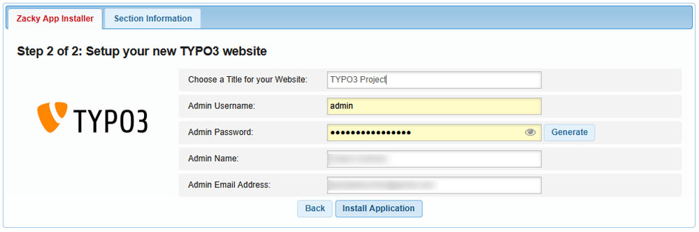 TYPO3 select credentials 