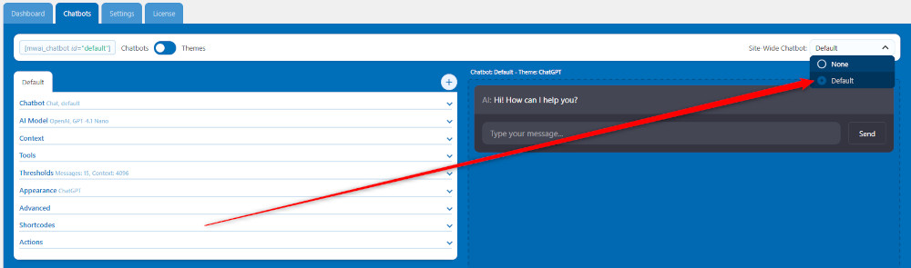 Set the display settings for your ChatGPT integration