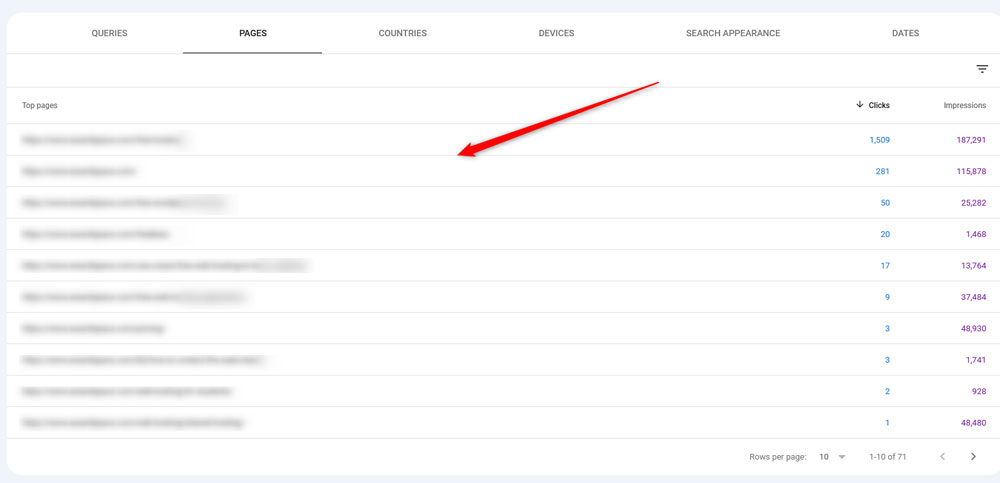 List of Pages with a certain Query in GSC