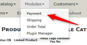 Payment Settings in the Zen Cart admin panel