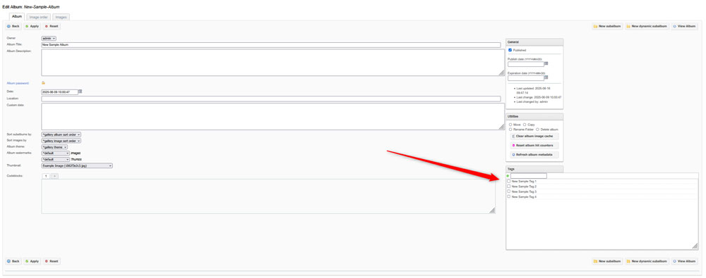 Add tags to Zencart albums