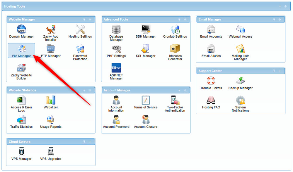 access the AwardSpace file manager