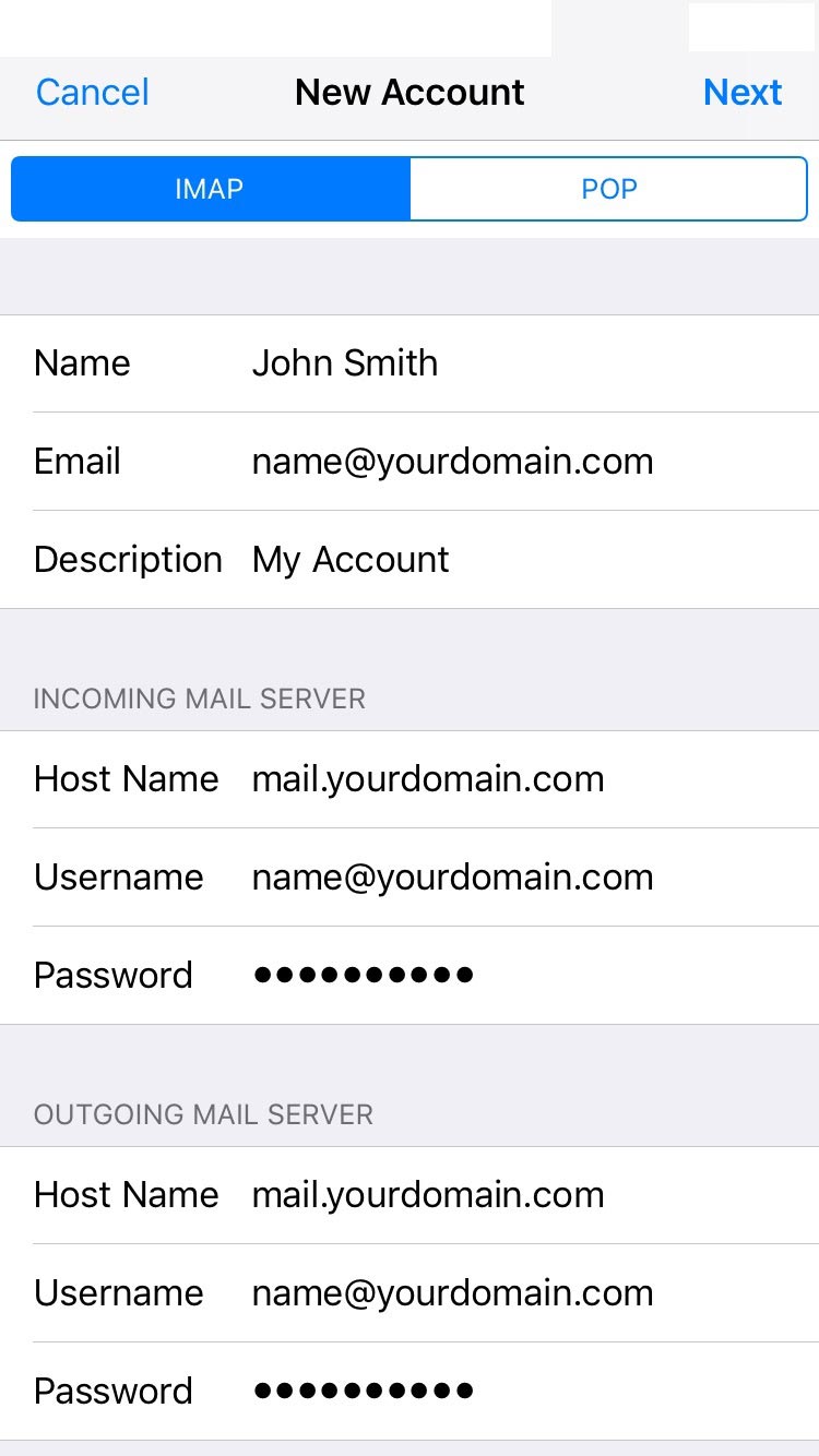 email account settings 13