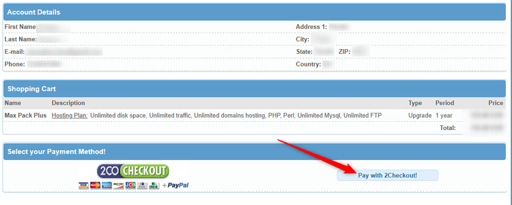 Proceed to upgrade payment 