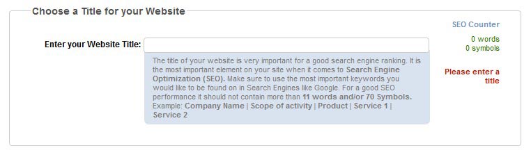 Choose Website Title