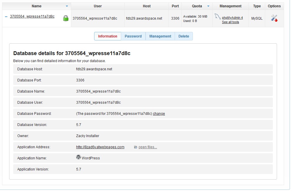wordpress-database-information