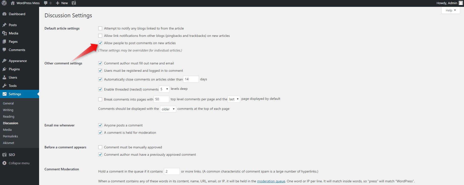 Disable Comments on WordPress